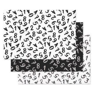 Cute Numbers Black White Grey Pattern Mathematics  Sheets