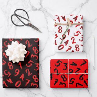 Cute Numbers White Red Black Pattern Mathematics  Sheets