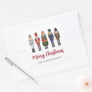 Cute Nutcracker Merry Christmas Square Sticker