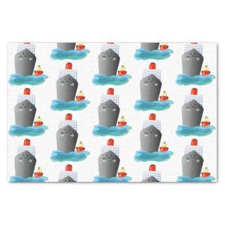 Cute ocean liner ship tug cartoon illustration tissue paper