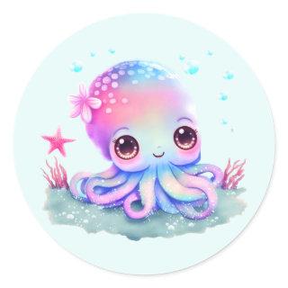 Cute Octopus Sea Creature Classic Round Sticker