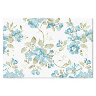 Cute Olive Green Aqua Turquoise Floral Watercolor Tissue Paper