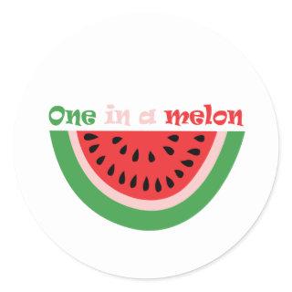 Cute One In A Melon 1st Birthday Classic Round Sticker