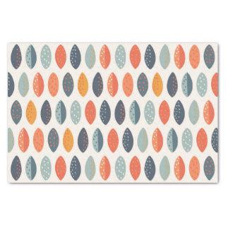 Cute Orange Blue Ochre Leafy Botanical Pattern Tissue Paper