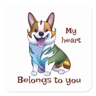 Cute Orange corgi for a positive mood Square Sticker