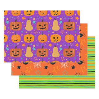 Cute Orange Purple Green Fun Halloween Pattern  Sheets