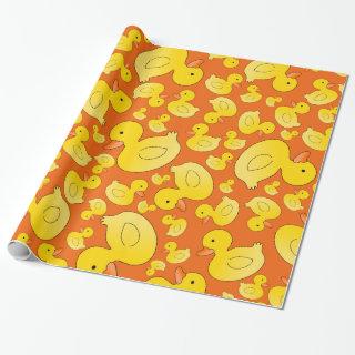 Cute orange rubber ducks