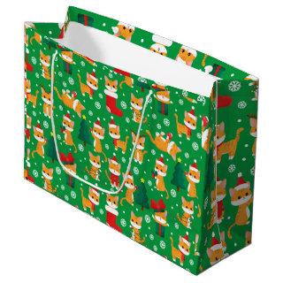 Cute Orange Tabby Christmas Large Gift Bag