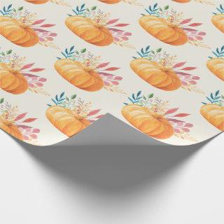 Cute Orange Watercolor Pumpkin Pattern
