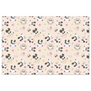 Cute Oriental Pandas Pattern on Beige Tissue Paper