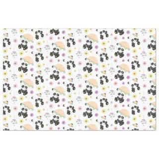 Cute Oriental Pandas Pattern on White Tissue Paper