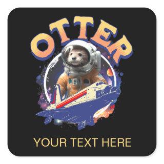 Cute Otter Astronaut Outer Space Shuttle Cadet Square Sticker