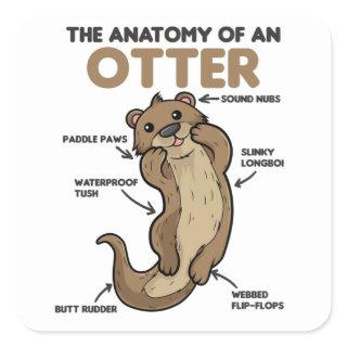 Cute Otter Explanation Anatomy Of An Otter Square Sticker