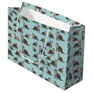 Cute Otter Illustration Pattern   Large Gift Bag