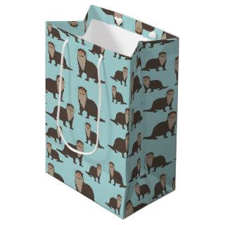 Cute Otter Illustration Pattern Medium Gift Bag