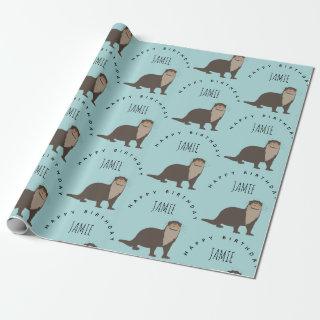 Cute Otter Pattern Custom Name Birthday