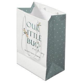 Cute Our Little Bug Blue Dragonfly Baby Shower Medium Gift Bag