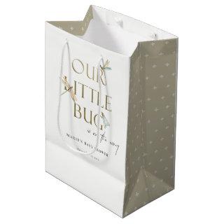Cute Our Little Bug Gold Dragonfly Baby Shower Medium Gift Bag