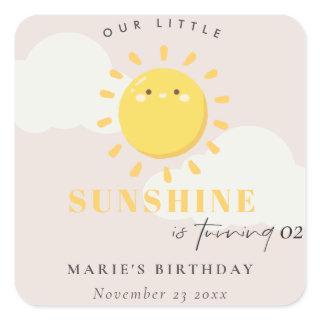 Cute Our Little Sunshine Blush Any Age Birthday Square Sticker