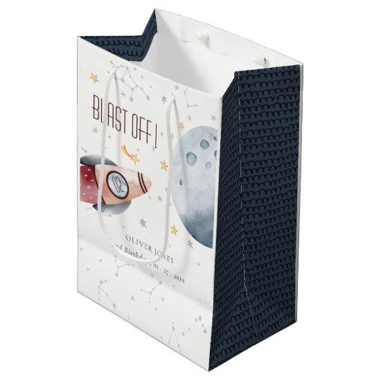 Cute Outer Space Starry Planets Any Age Birthday Medium Gift Bag