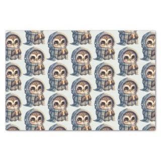 Cute Owl Holding a Coffee Pattern Tissue Paper