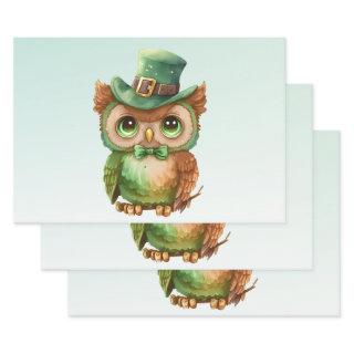Cute Owl in a Green Top Hat  Sheets