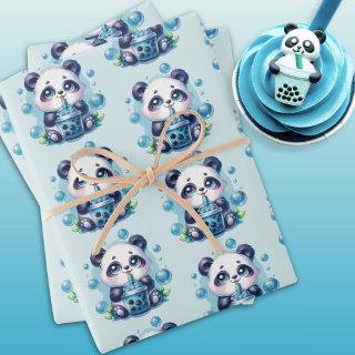 Cute Panda and Blue Boba Bubble Tea  Sheets