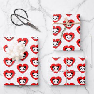 Cute Panda Bear In Red Heart  Sheets