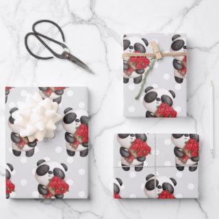 Cute Panda Bear with Rose Bouquet  Sheets