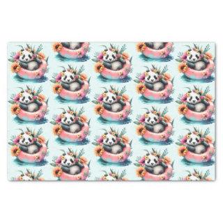 Cute Panda Chilling in an Inner Tube Tissue Paper