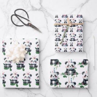Cute Panda Pattern Bear with Greenery & Gifts  Sheets