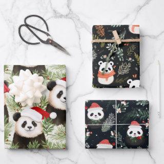 Cute Panda Rustic Winter holiday watercolors  Sheets