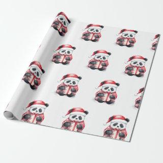 Cute Panda Santa Winter holiday pattern