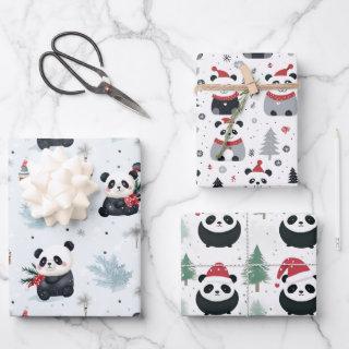 Cute Panda Santa Winter holiday pattern  Sheets