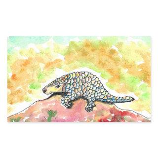 Cute Pangolin Painting Rectangular Sticker