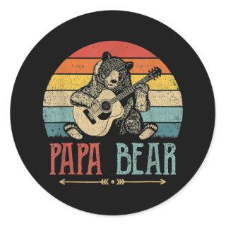 Cute Papa Bear Vintage Father's Day Retro Dad Classic Round Sticker