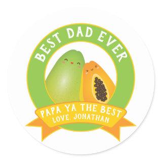 Cute Papa Ya The Best Funny Fruit Pun For Dad Classic Round Sticker