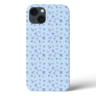 Cute Paper airplanes and aircrafts pattern iPhone 13 Case