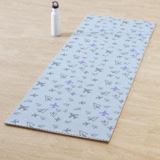 Cute Paper airplanes and aircrafts pattern Yoga Mat