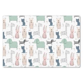 Cute Pastel Baby Animal Pattern Tissue Paper