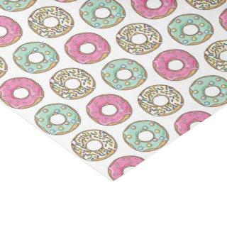 Cute Pastel Colored Icing Donuts Pattern Tissue Paper