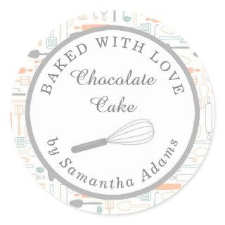 Cute Pastel Peach Baking Kitchen Tools Custom Classic Round Sticker