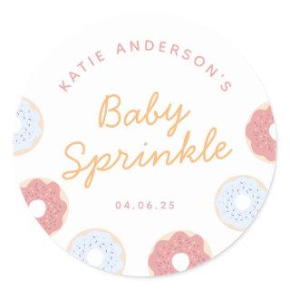 Cute Pastel Pink and Blue Donuts baby Sprinkle Classic Round Sticker