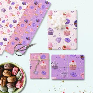 Cute Pastel Pink Purple Cupcake Donut Pattern    Sheets