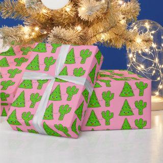Cute Pastel Pink Xmas Tree Cactus Funny Christmas