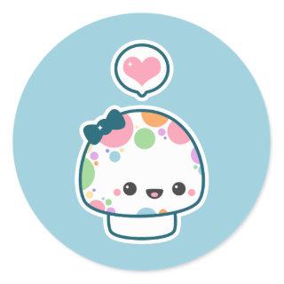 Cute Pastel Polka Dotted Mushroom Classic Round Sticker