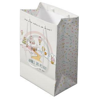 Cute Pastel Sweet Time Candy Land Kids Birthday Medium Gift Bag