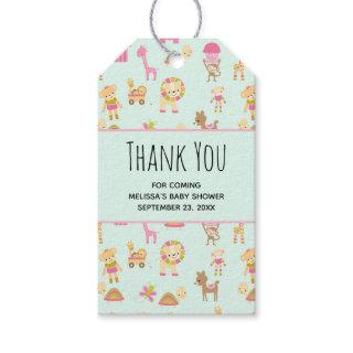 Cute Pattern with Happy Animals & Toys Baby Shower Gift Tags