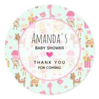 Cute Pattern with Happy Animals & Toys Classic Round Sticker