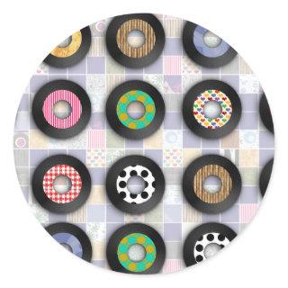 Cute Patterned 45 Records Classic Round Sticker